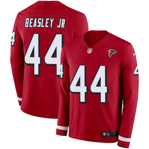Atlanta Falcons #44 Vic Beasley Jr Red Team Color Men's Stitched Limited Therma Long Sleeve Jersey Men's