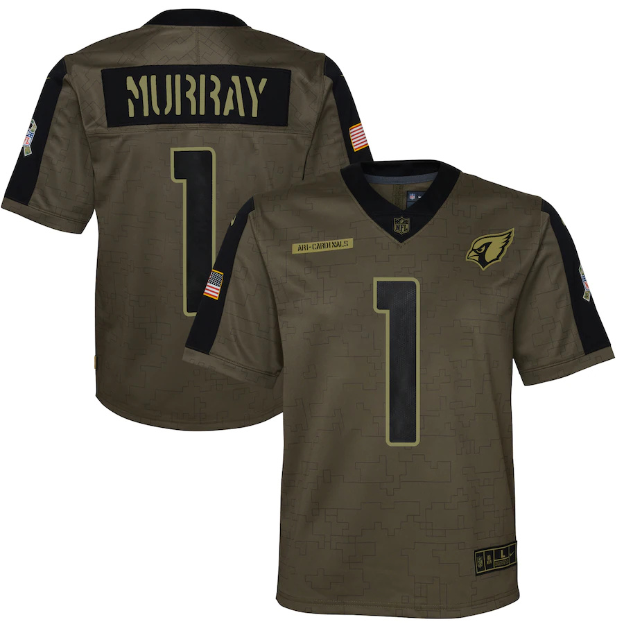 Arizona Cardinals #1 Kyler Murray Olive Youth 2021 Salute To Service Game Jersey