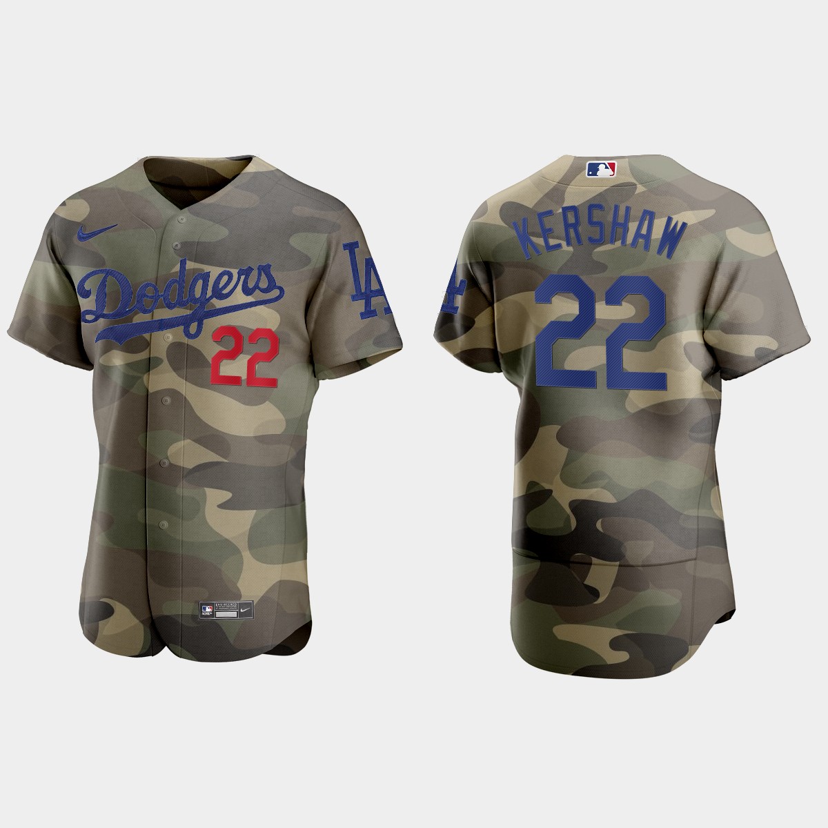 Los Angeles Dodgers #22 Clayton Kershaw Men's 2021 Armed Forces Day Authentic Jersey -Camo