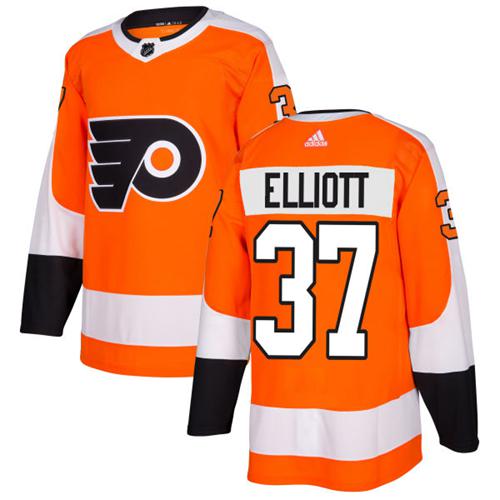 Adidas Philadelphia Flyers #37 Brian Elliott Orange Home Authentic Stitched Jersey Men's