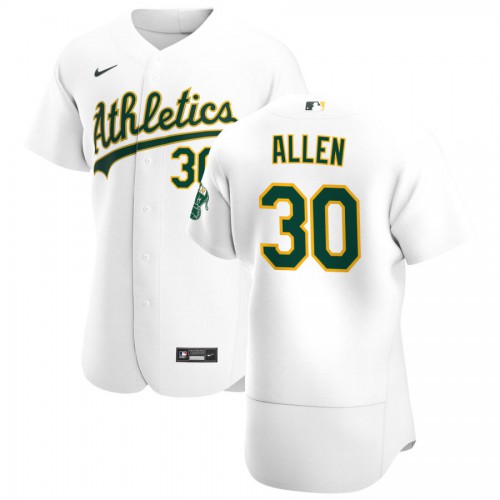 Oakland Oakland Athletics #30 Austin Allen Men's White Home 2020 Authentic Player Jersey Men's