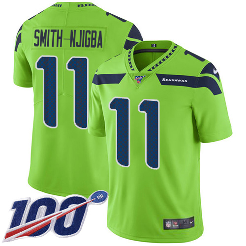 Seahawks #11 Jaxon Smith-Njigba Green Men's Stitched Limited Rush 100th Season Jersey