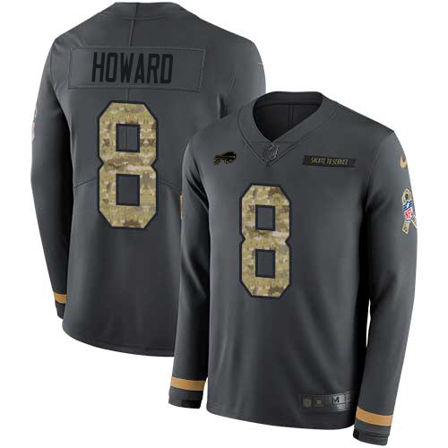 Buffalo Buffalo Bills #8 O. J. Howard Anthracite Salute to Service Youth Stitched Limited Therma Long Sleeve Jersey Youth