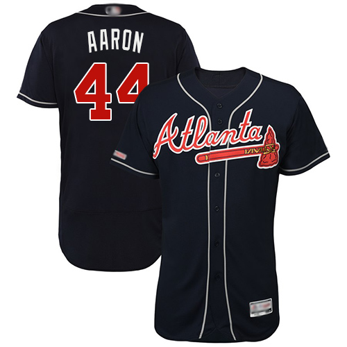 Atlanta Braves #44 Hank Aaron Navy Blue Flexbase Authentic Collection Stitched Jersey Men's