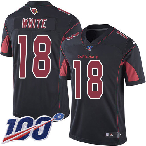 Arizona Cardinals #18 Kevin White Black Men's Stitched Limited Rush 100th Season Jersey Men's