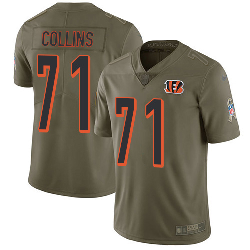 Bengals #71 La'el Collins Olive Youth Stitched Limited 2017 Salute To Service Jersey