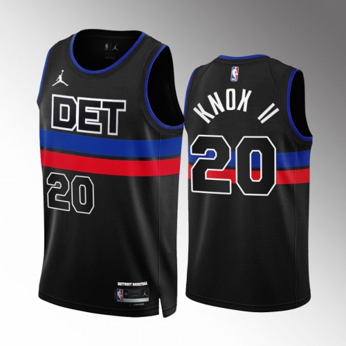 Detroit Detroit Pistons #20 Kevin Knox II Mens Black 2022-23 Statement Edition Jersey Mens