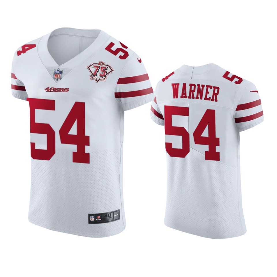 49ers #54 Fred Warner White Men's 75th Anniversary Stitched Vapor Untouchable Elite Jersey
