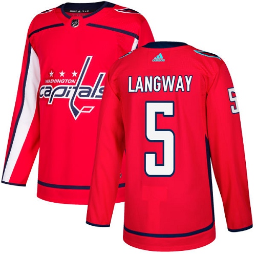 Adidas Washington Capitals #5 Rod Langway Red Home Authentic Stitched Jersey Men's