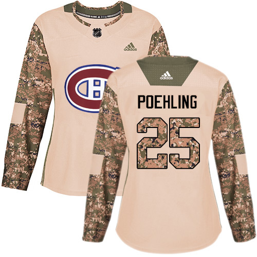 Adidas Montreal Canadiens #25 Ryan Poehling Camo Authentic 2017 Veterans Day Women's Stitched Jersey Womens