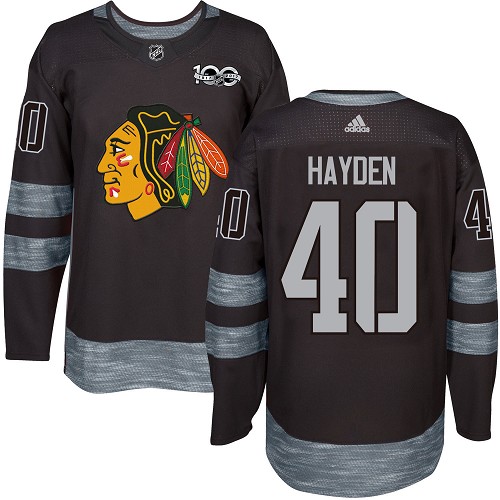 Adidas Chicago Blackhawks #40 John Hayden Black 1917-2017 100th Anniversary Stitched Jersey Men's