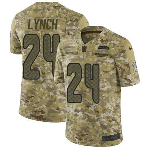 Seattle Seahawks #24 Marshawn Lynch Camo Men's Stitched Limited 2018 Salute To Service Jersey Men's