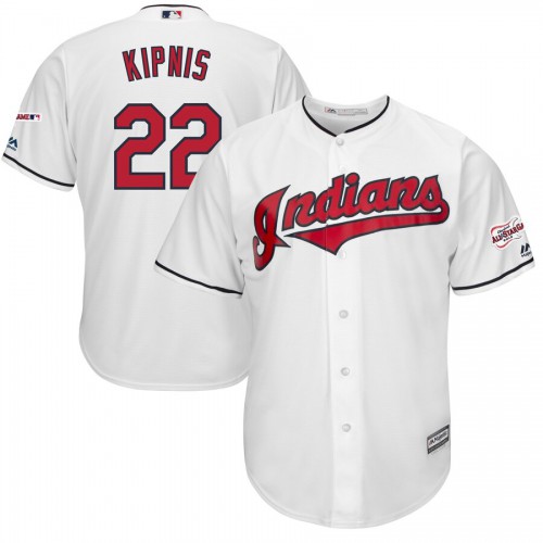 Cleveland Guardians #22 Jason Kipnis Majestic Home 2019 All-Star Game Patch Cool Base Player Jersey White Men's