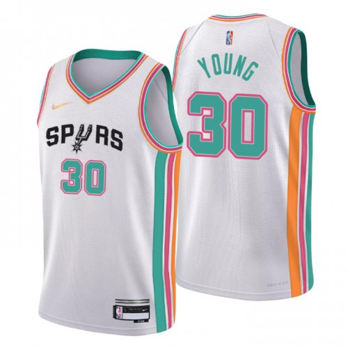 San Antonio San Antonio Spurs #30 Thaddeus Young Mens White 2021/22 Swingman Jersey - City Edition Mens