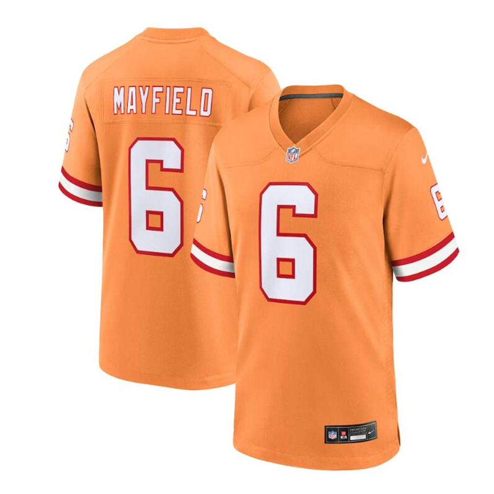 Tampa Bay Buccaneers #6 Baker Mayfield Orange Throwback Game Jersey Stitched American Football Jerseys