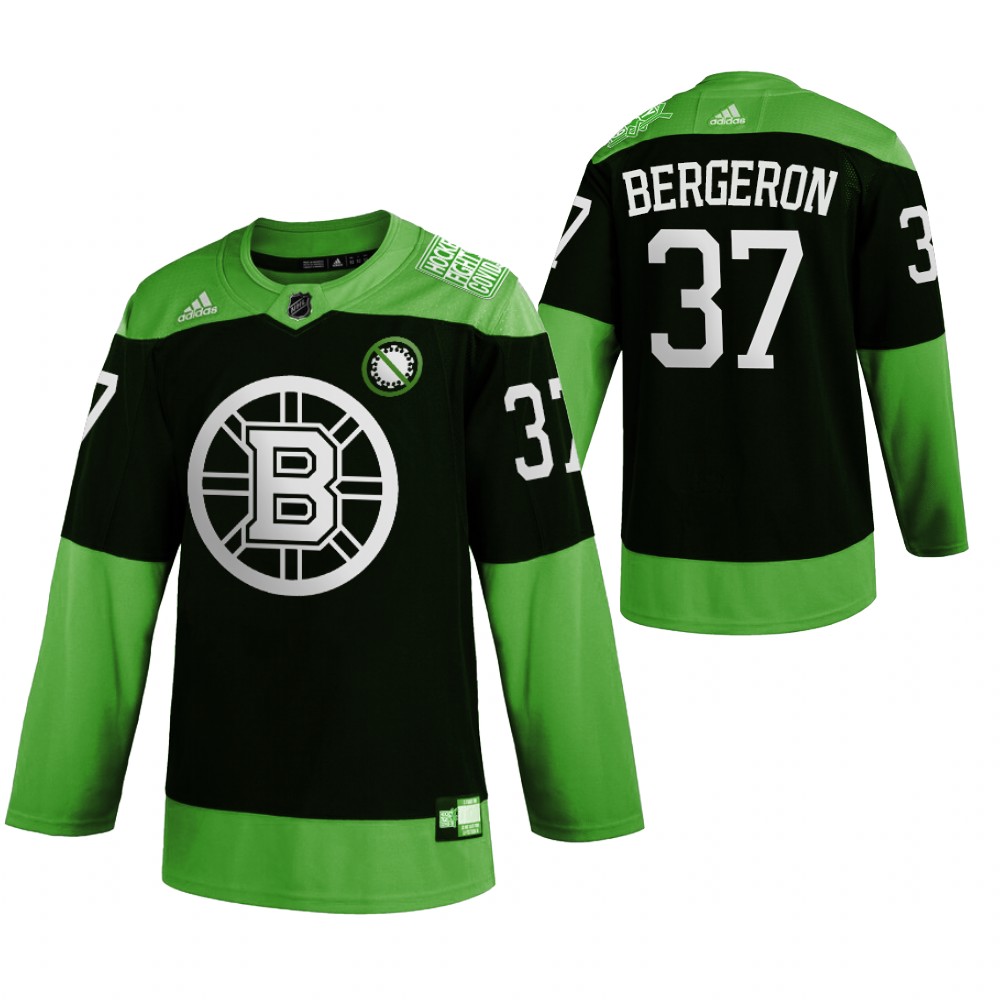 Boston Bruins #37 Patrice Bergeron Men's Adidas Green Hockey Fight NCoV Limited Jersey