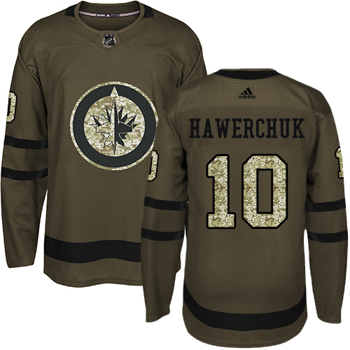 Adidas Winnipeg Jets #10 Dale Hawerchuk Green Salute to Service Stitched Jersey Men's