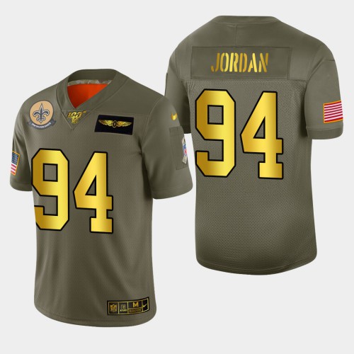 New Orleans New Orleans Saints #94 Cameron Jordan Men's Olive Gold 2019 Salute to Service Limited 100 Jersey Men's