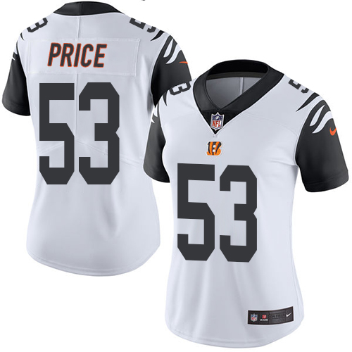 Cincinnati Bengals #53 Billy Price White Women's Stitched Limited Rush Jersey Womens