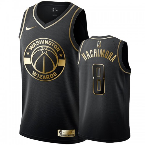 Washington Wizards #8 Rui Hachimura Mens Black Golden Edition Swingman Jersey Mens