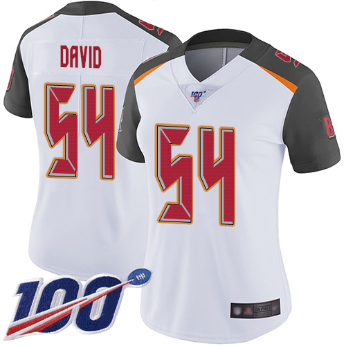Buccaneers #54 Lavonte David White Women's Stitched 100th Season Vapor Limited Jersey