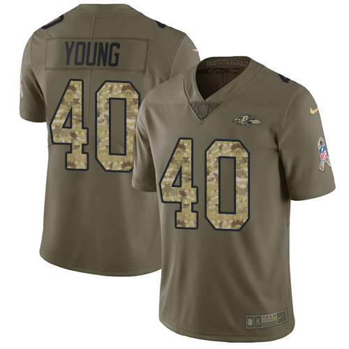 Baltimore Ravens #40 Kenny Young Olive/Camo Men's Stitched Limited 2017 Salute To Service Jersey Men's