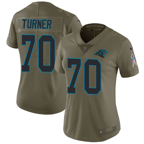 Carolina Panthers #70 Trai Turner Olive Women's Stitched Limited 2017 Salute to Service Jersey Womens