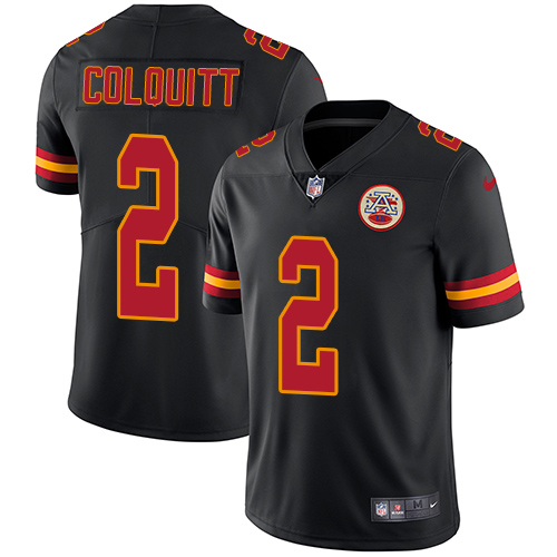 Kansas City Chiefs #2 Dustin Colquitt Black Youth Stitched Limited Rush Jersey Youth