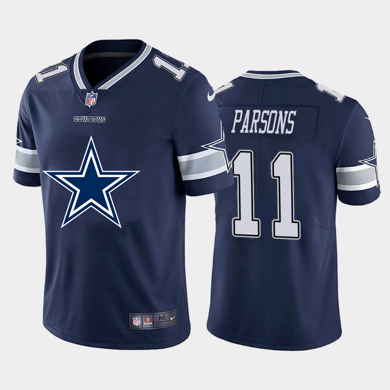 Dallas Cowboys #11 Micah Parsons Navy Blue Men's Big Team Logo Vapor Limited Jersey