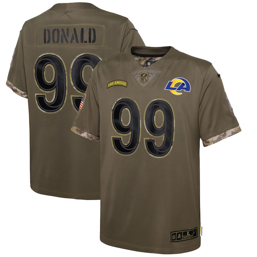 Los Angeles Rams #99 Aaron Donald Youth 2022 Salute To Service Limited Jersey - Olive