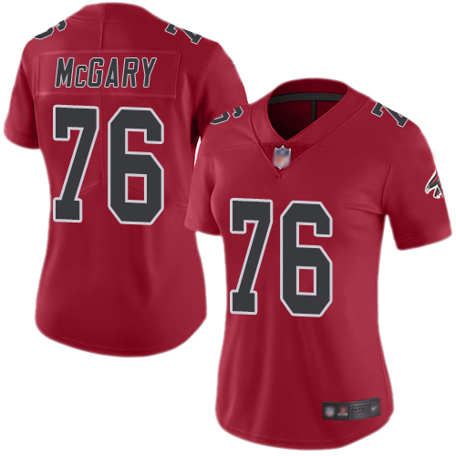 Atlanta Falcons #76 Kaleb McGary Red Women's Stitched Limited Rush Jersey Womens