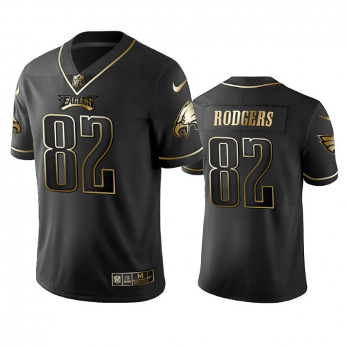 Philadelphia Eagles #82 Richard Rodgers Black Golden Limited Edition Stitched Jersey Men's
