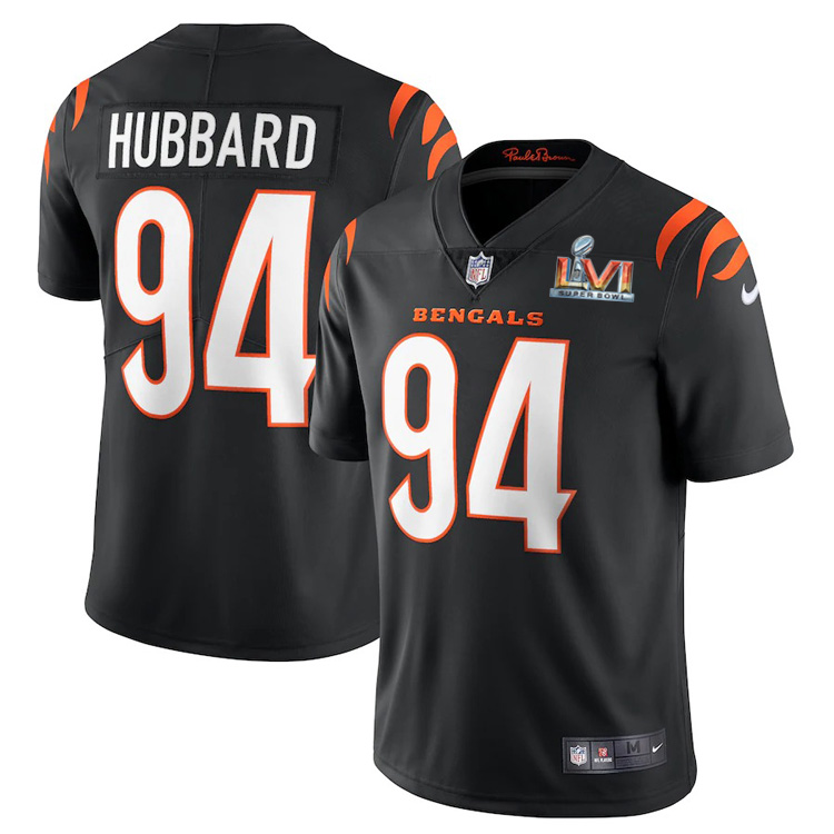Cincinnati Bengals #94 Sam Hubbard Black Super Bowl LVI Patch Men's Vapor Limited Jersey