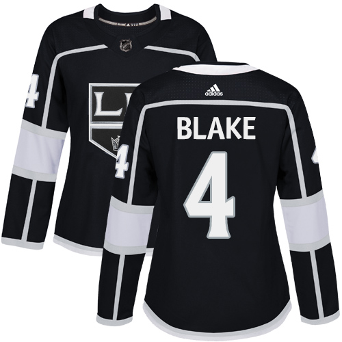 Adidas Los Angeles Kings #4 Rob Blake Black Home Authentic Women's Stitched Jersey Womens