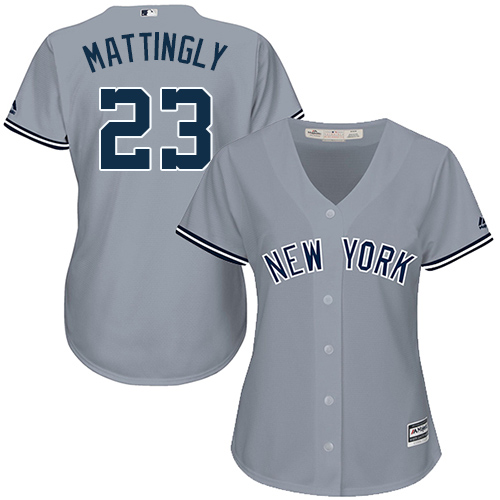New York Yankees #23 Don Mattingly Grey Road Women's Stitched Jersey Womens