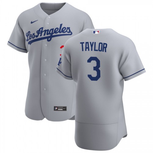 Los Angeles Los Angeles Dodgers #3 Chris Taylor Men's Gray Road 2020 Authentic Team Jersey Men's