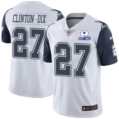 Dallas Cowboys #27 Ha Ha Clinton-Dix White Men's Stitched With Established In 1960 Patch Limited Rush Jersey Men's