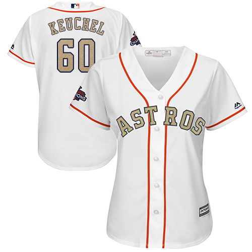 Houston Astros #60 Dallas Keuchel White 2018 Gold Program Cool Base Women's Stitched Jersey Womens