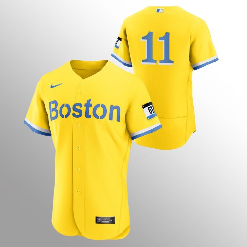 Boston Boston Red Sox #11 Rafael Devers Men's 2021 City Connect Gold Authentic Jersey - No Name Men's