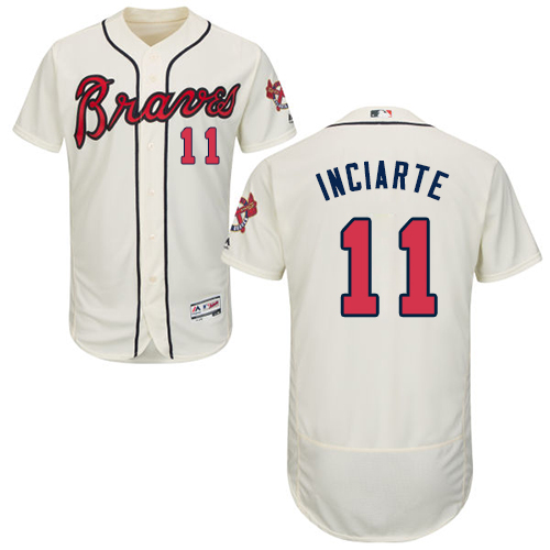 Atlanta Braves #11 Ender Inciarte Cream Flexbase Authentic Collection Stitched Jersey Men's