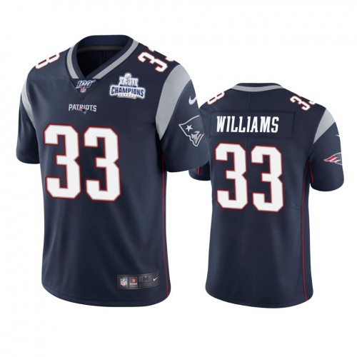 New England New England Patriots #33 Joejuan Williams Navy Super Bowl LIII Champions Vapor Limited Jersey Men's