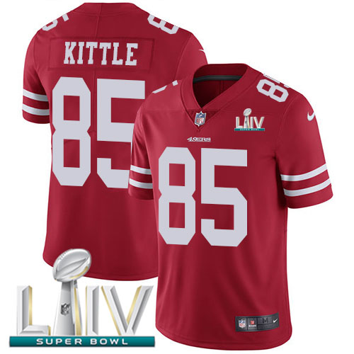 49ers #85 George Kittle Red Super Bowl LIV 2020 Team Color Men's Stitched Vapor Untouchable Limited Jersey