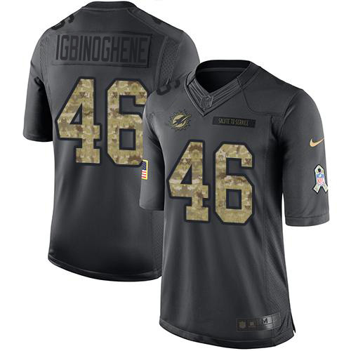 Miami Dolphins #46 Noah Igbinoghene Black Youth Stitched Limited 2016 Salute to Service Jersey Youth