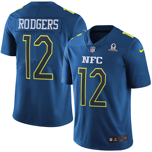 Packers #12 Aaron Rodgers Navy Men's Stitched Limited NFC 2017 Pro Bowl Jersey