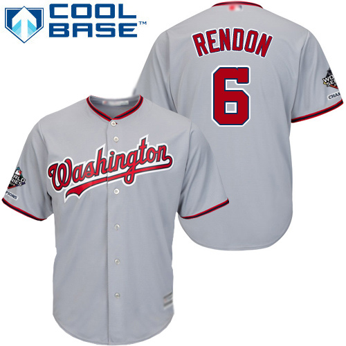 Washington Nationals #6 Anthony Rendon Grey New Cool Base 2019 World Series Champions Stitched Jersey Men's