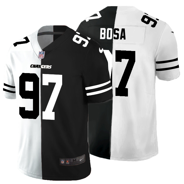 Los Angeles Chargers #97 Joey Bosa Men's Black V White Peace Split Vapor Untouchable Limited Jersey
