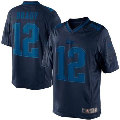 Patriots #12 Tom Brady Navy Blue Men's Stitched Drenched Limited Jersey