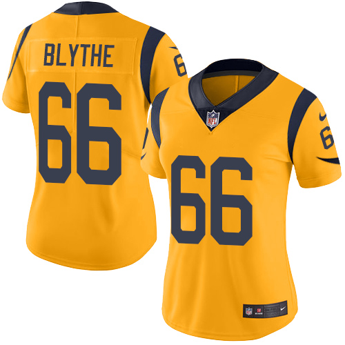 Los Angeles Rams #66 Austin Blythe Gold Women's Stitched Limited Rush Jersey Womens