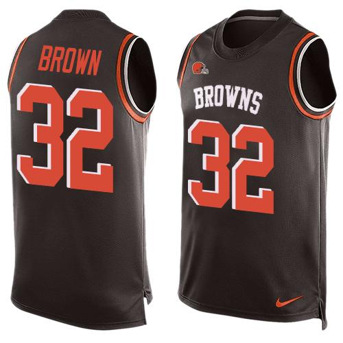Browns #32 Jim Brown Brown Team Color Men's Stitched Limited Tank Top Jersey