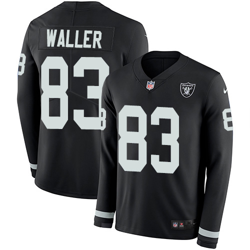 Raiders #83 Darren Waller Black Team Color Men's Stitched Limited Therma Long Sleeve Jersey